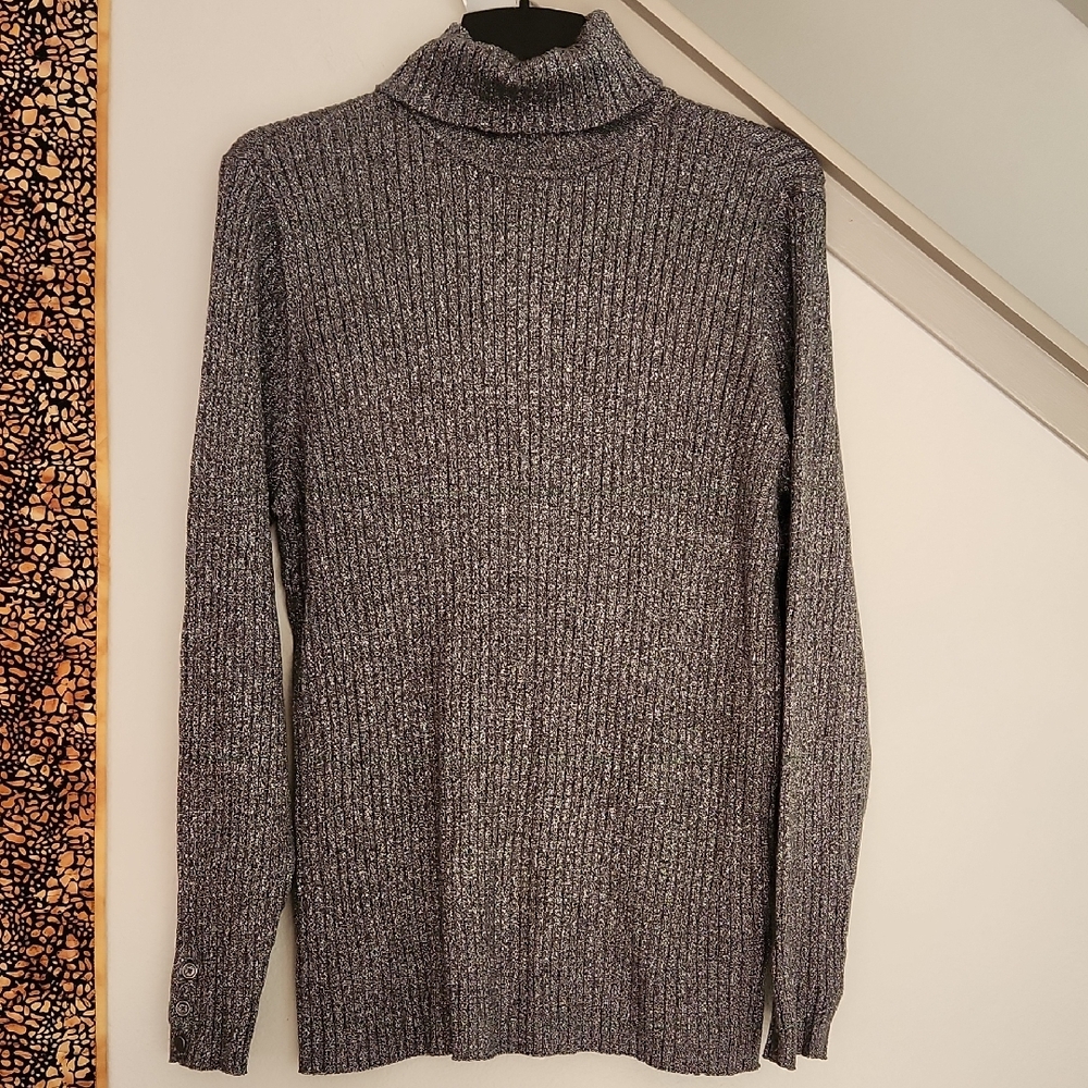 NWT Charter Club Metallic Silver Turtleneck Sweater 3X